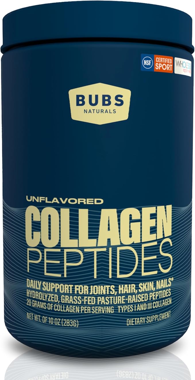 BUBS Naturals Unflavored Collagen Peptides Powder Whole30 Approved, (10oz) 14 14 Servings