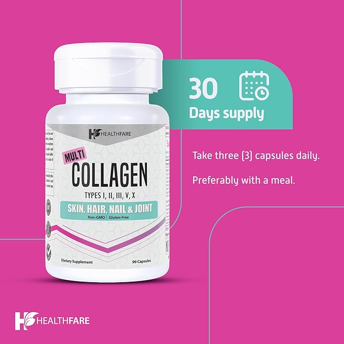 Multi Collagen Peptides pills for Women 14 in 1 | 90 Count