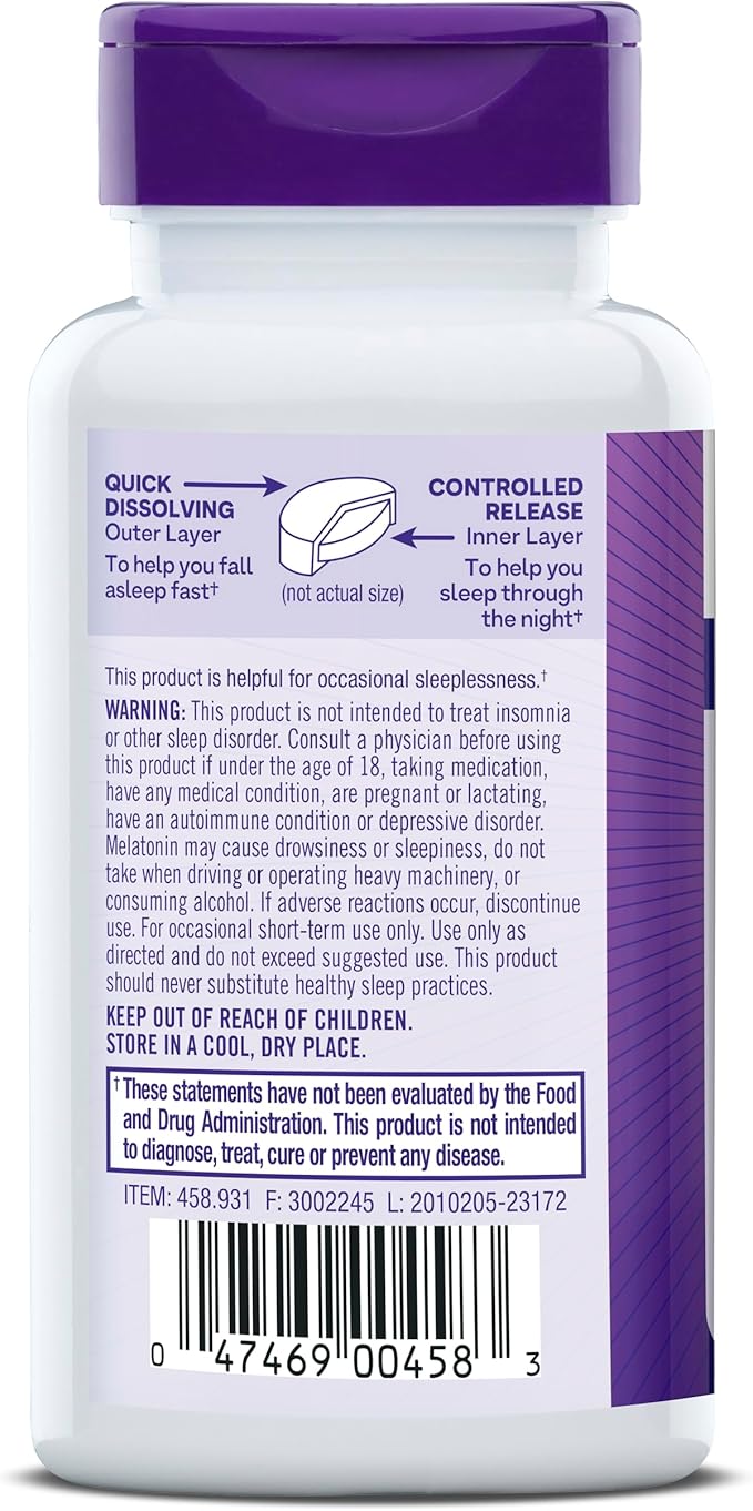 Natrol Melatonin Time Release Tablets, Helps 100% Vegetarian, 3mg, 100 100 Count