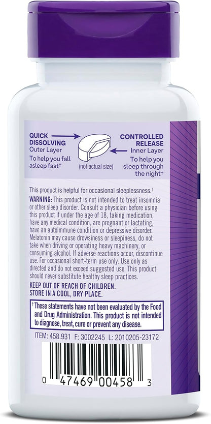 Natrol Melatonin Time Release Tablets, Helps 100% Vegetarian, 3mg, 100 100 Count