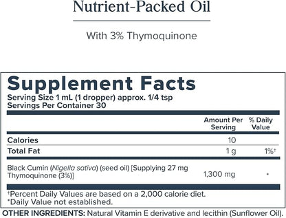 HERITAGE STORE Black Seed Oil w/ 3% Thymoquinone, Omega 6 9 - Nigella Sativa Liquid Oil, Cold Pressed from Black Seeds, Joints, Digestion and Immune Support, Vegan, 60-Day Guarantee, 30 Serv, 1 fl oz