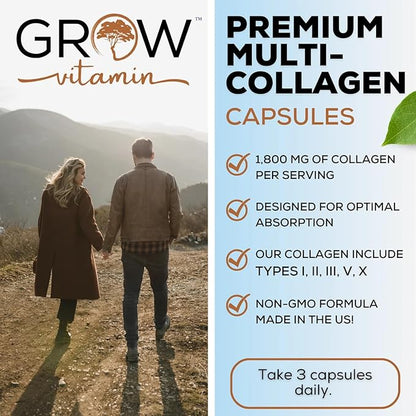 grow vitamin Multi Collagen Capsules, 1800MG 90 Capsules