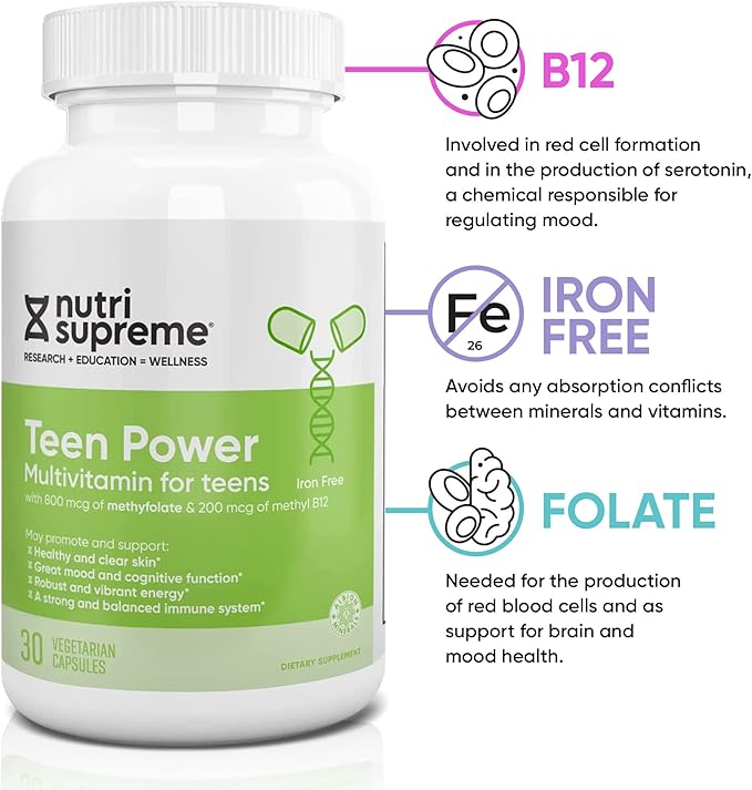 Nutri Supreme Teen Multivitamin for Boys 12-17, Best 30 Capsules