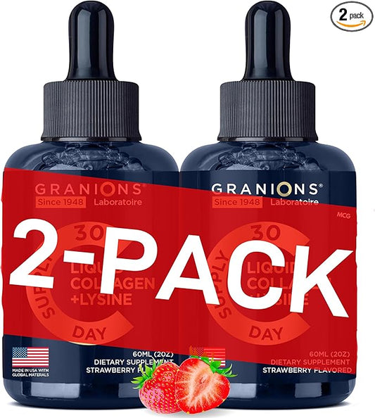 Liquid Collagen Peptides with Biotin and Lysine 100,000mcg, 50,000mcg 50,000mcg Collagen 10,000mcg Biotin 2-Pack 2x2oz 2x2oz