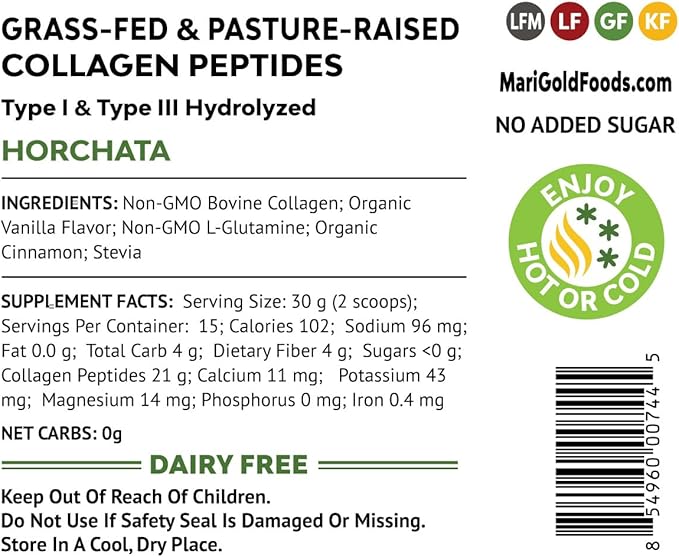 MariGold Grass-fed Collagen Peptides Protein 1LB - 100% Pure,