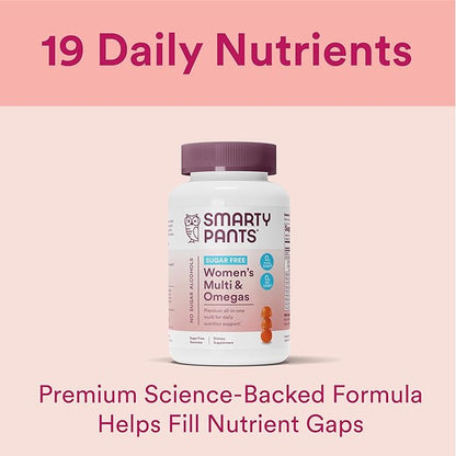 SmartyPants Women's Multivitamin Gummies, Sugar Free: 3 (ALA), D3, C, B12, B6, B6, Vitamin 60 Count (20 Day
