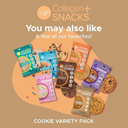 321glo Collagen Cookies | Soft Baked, High Protein Cookies | Low Carb, Low Sugar | Keto Snack for Women, Men, & Kids | 12 Pack (Peanut Butter)