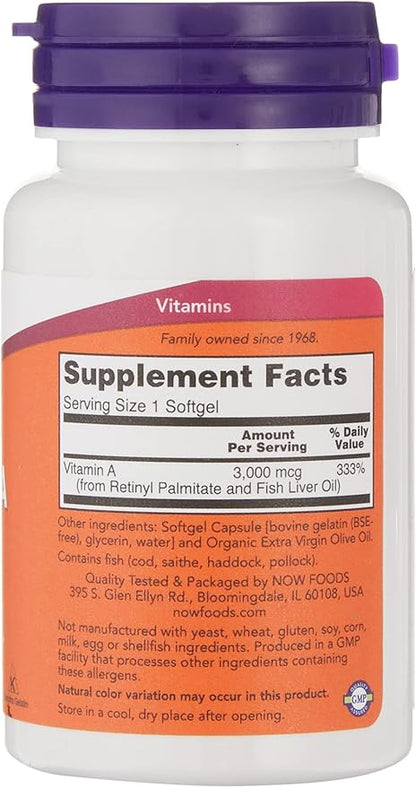 Now Foods, Vitamin A, 10,000 IU, 100 Softgels