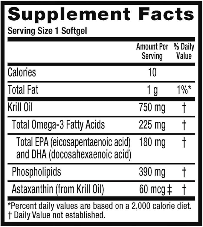 MegaRed Ultra Concentration 750mg Omega-3 Krill Astaxanthin-30% more Omega-3s per 3s for 80 Softgels
