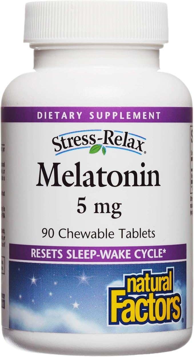 Stress-Relax Melatonin 5 mg by Natural 90 chewable (90 servings),