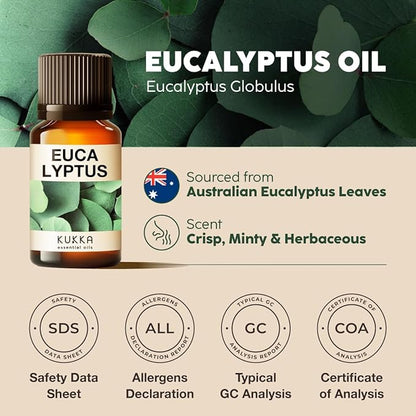 Kukka Eucalyptus Essential Oil for Diffuser 100% Natural (0.34 Fl