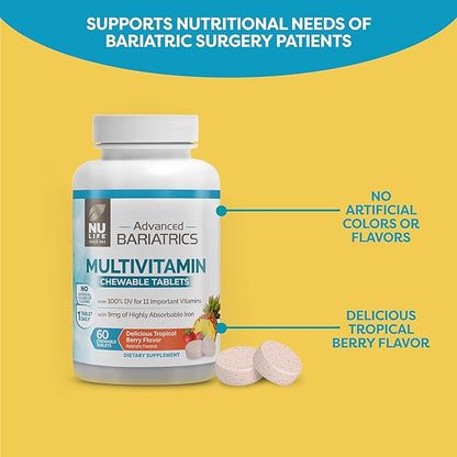 Nu-Life Advanced Bariatrics Multivitamin Chewable Tablets, (60 Chewable