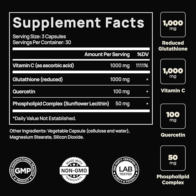 ELMNT 2150mg Super Antioxidant Liposomal Glutathione 1000mg - 90 Pills