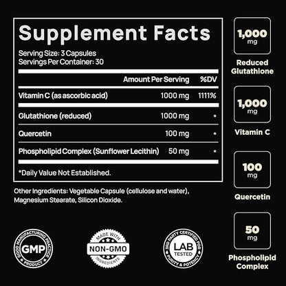 ELMNT 2150mg Super Antioxidant Liposomal Glutathione 1000mg - 90 Pills