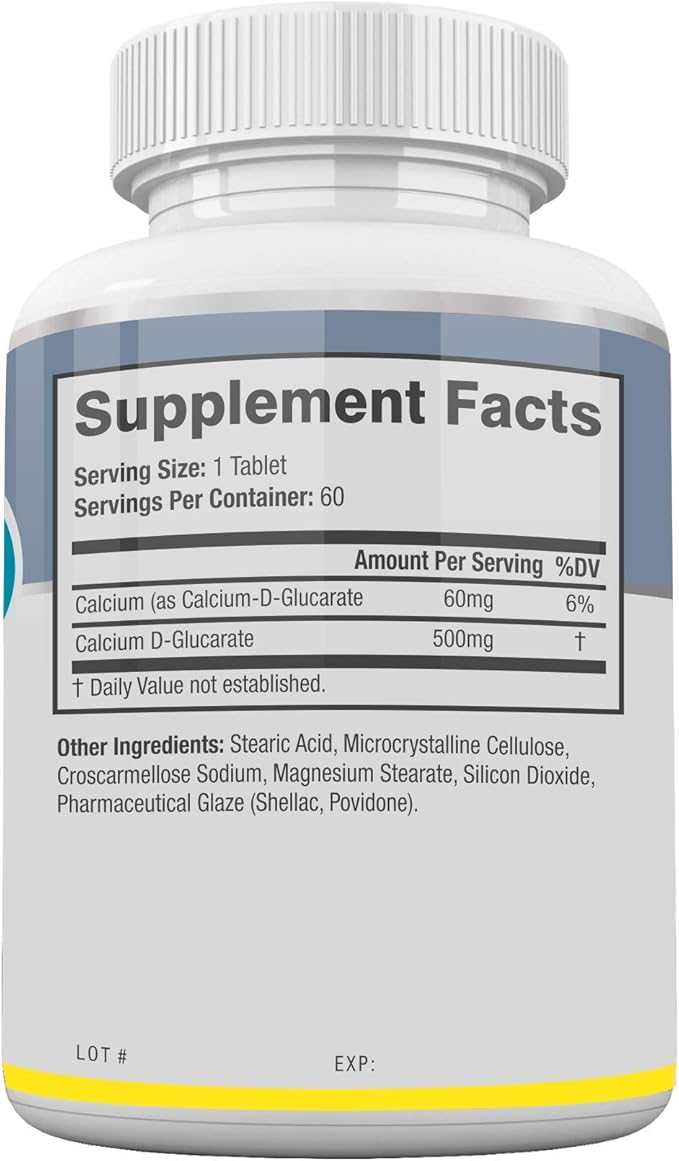Calcium D-Glucarate 500mg- CDG for Liver 60 Tablets