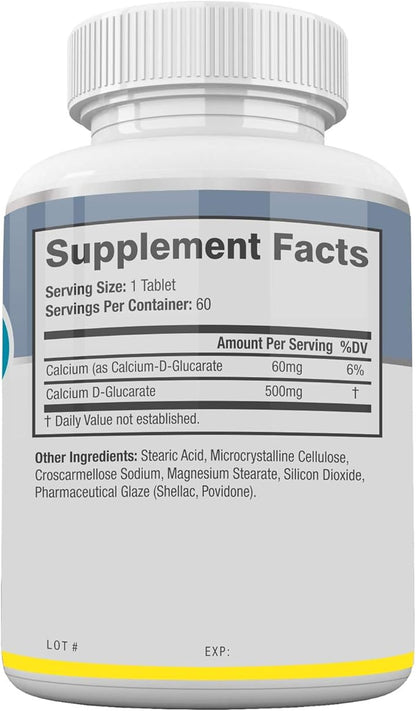 Calcium D-Glucarate 500mg- CDG for Liver 60 Tablets