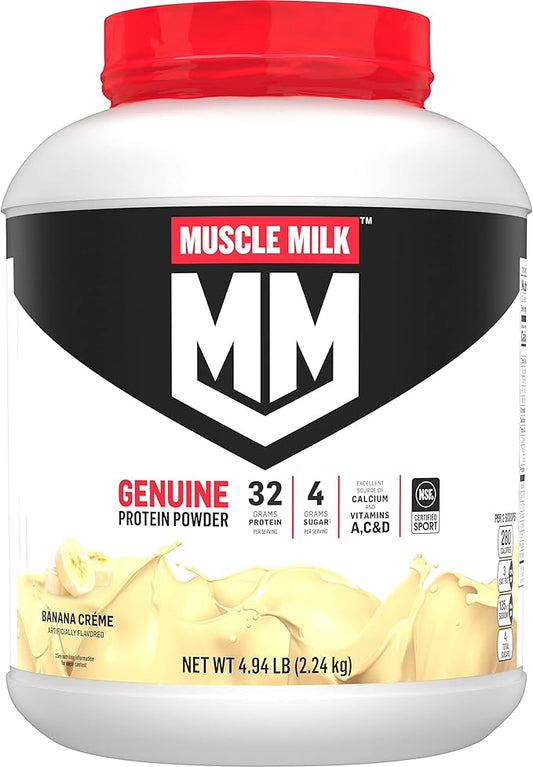 Muscle Milk Genuine Protein Powder, Banana 32g Protein, 5 Pound, 32 Servings