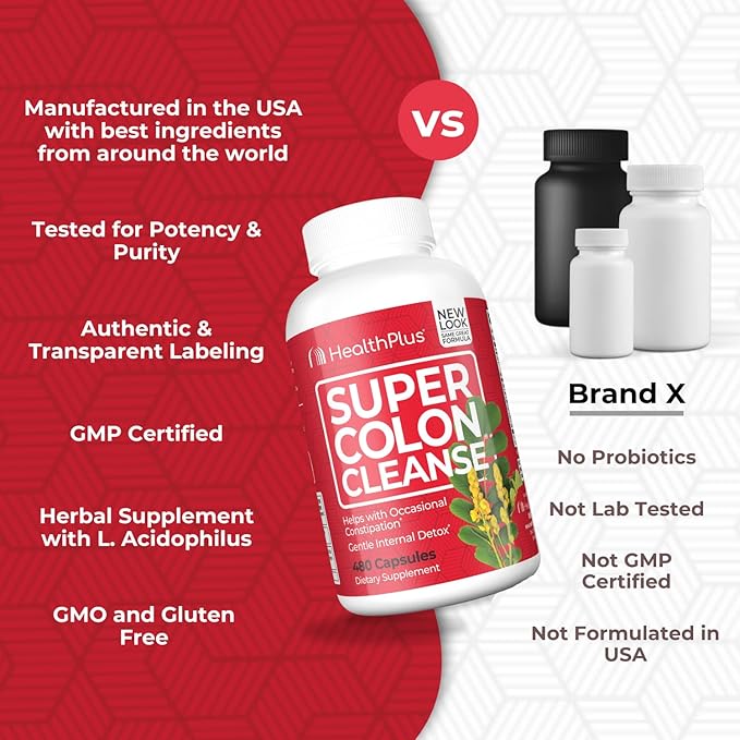 Health Plus Super Colon Cleanse: 10-Day 12 Cleanses, 480 Capsules