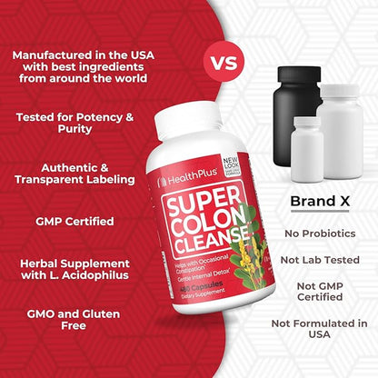Health Plus Super Colon Cleanse: 10-Day 12 Cleanses, 480 Capsules