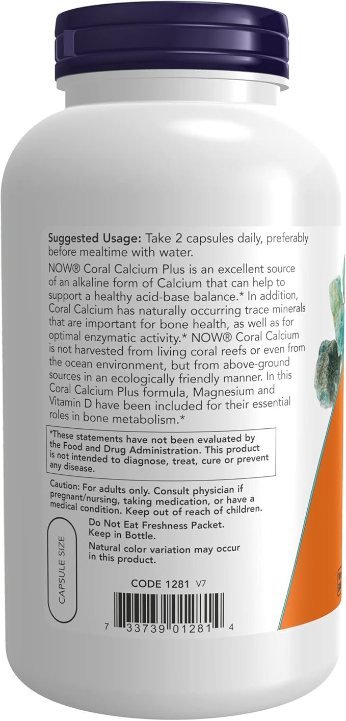 NOW Supplements, Coral Calcium Plus, Bone 250 Veg 2)