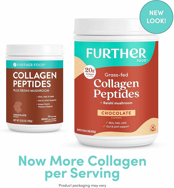 Further Food Chocolate Collagen Peptides Powder, 1 & 3 Protein, 24.34 oz