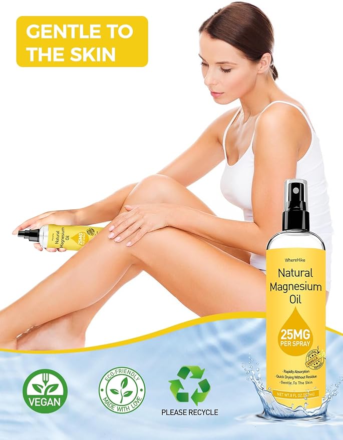 Pure Magnesium Oil Spray for Feet,Ideal Gift for Sleep & Muscle Relaxation,Better Sleep,Rapid Absorption,Quick Drying Without Residue-Vanilla