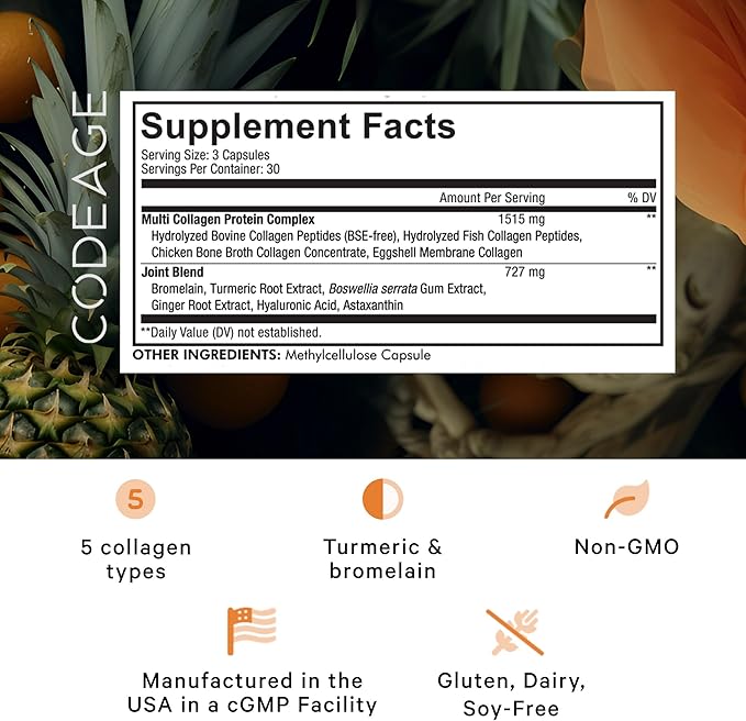 Codeage Multi Collagen Protein + Joint 5 Types 90 Capsules
