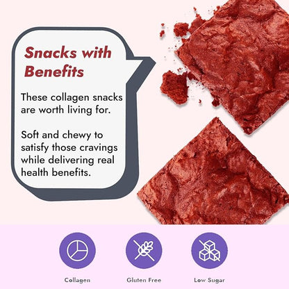 321glo Collagen Protein Brownie | Gluten Free, Low Sugar | Keto Snack for Women, Men, & Kids | 16g Protein, 6g Collagen | 12 Pack (12 Pack, Red Velvet)