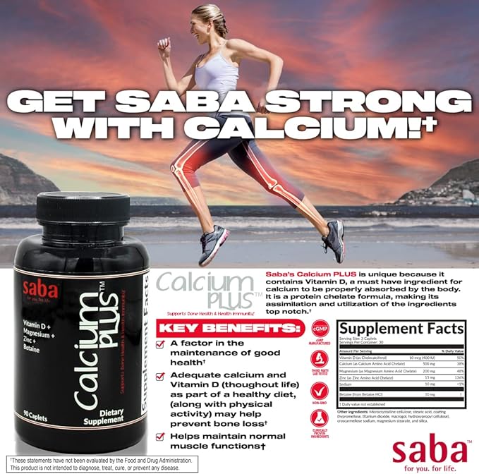 Saba Calcium Plus 90 Caplets
