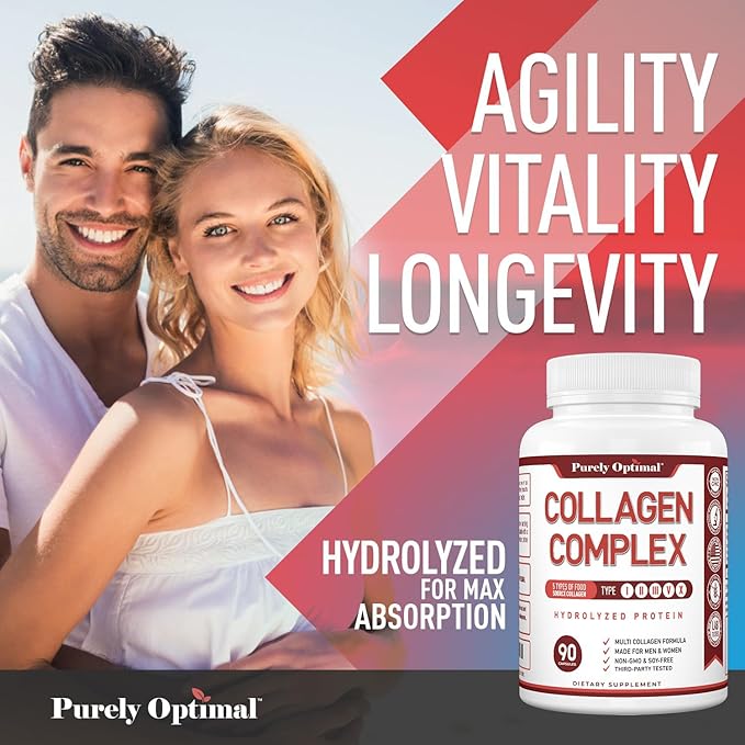 Purely Optimal Premium Multi Collagen Peptides (90 Capsules)