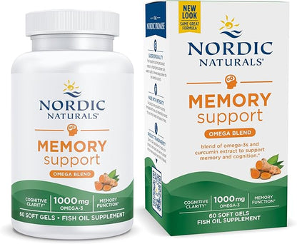 Nordic Naturals Omega Memory with Curcumin, Lemon 60 Soft 1000 mg Omega-3 + 400 mg 30 Servings