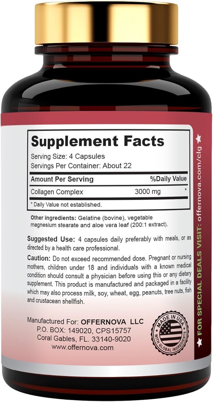 Collagen Ultra Hydrolyzed Collagen Supplements 3000mg Anti 90 Capsules
