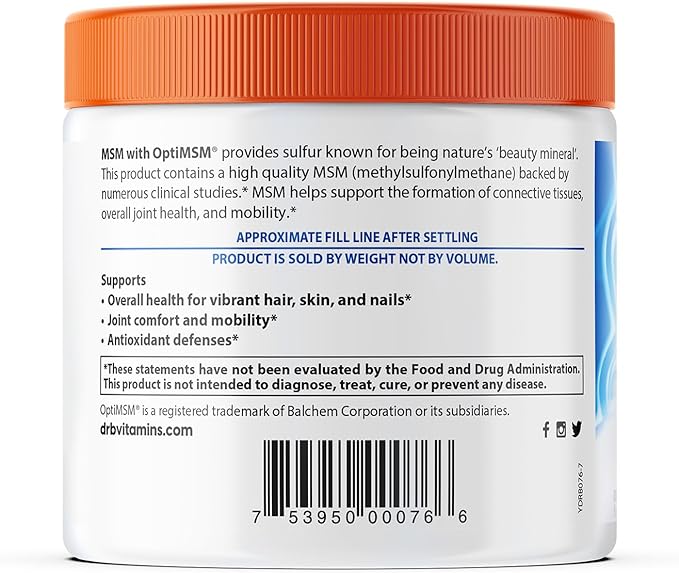 Doctor's Best MSM Powder with OptiMSM, 250 Grams