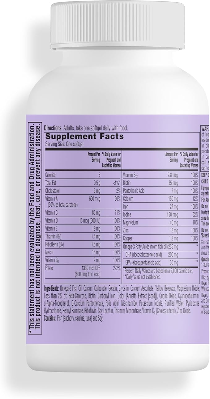 ONE A DAY Postnatal Complete Multivitamin Omega-3 DHA, 60 Count