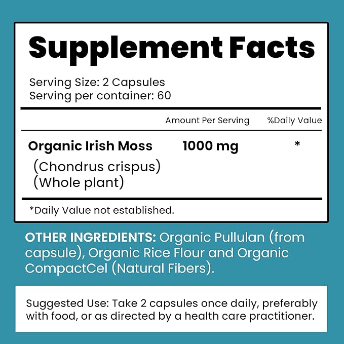 Atlantic Naturals Organic Sea Moss Capsules | Immune System, Thyroid Health, Beautiful Skin and Digestion Multivitamin Supplement | 120 Irish Sea Moss Capsules | Better Than Gel Powder