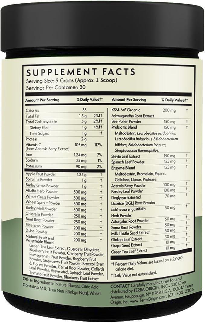 TERRA ORIGIN Superfoods Greens for Immune 30 Servings