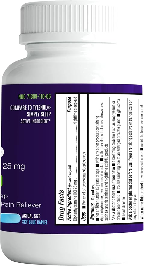 Safrel Nighttime Sleep Aid, Diphenhydramine HCl 25mg (600 Count 1), 600, 600, Count)