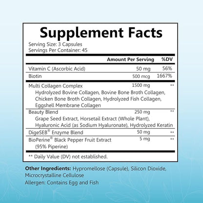 Multi Collagen Peptides Capsules for Women 135 Collagen