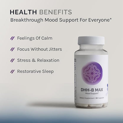 DHH-B Max - Extra Strength Mood Support Supplement - Magnolia Bark Extract with Honokiol - Sleep Aid, Promotes Relaxation, Calm, Stress Relief - 30 Capsules (1 Month Supply)