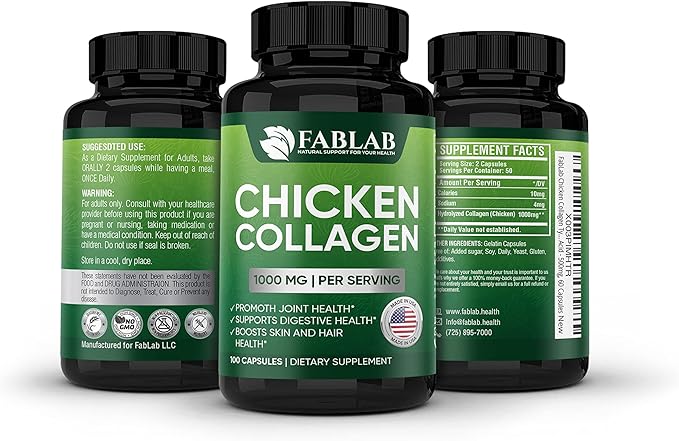 FabLab Chicken Collagen Type II Supplement 100 Capsules