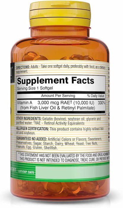 MASON NATURAL Vitamin A 3,000 mcg 10000 IU 100 Count, 3