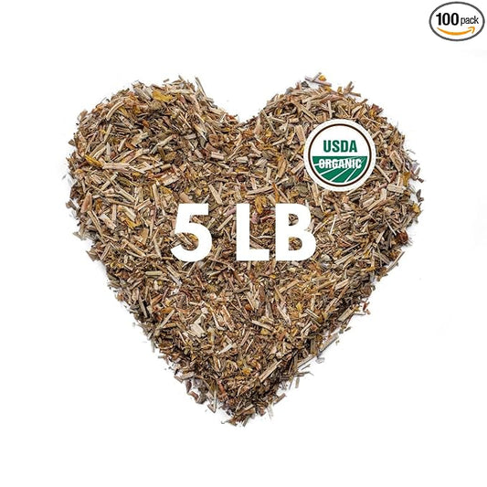 Super Value Pack 5 LB - Organic St Johns Wort Tea - Stress Relief - Nervous System Support
