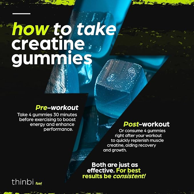 Creatine Monohydrate Gummies Complex 6200mg 120 Gummies B12 for
