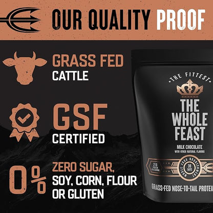 The Fittest Whole Feast Beef Protein Powder 14g Collagen, 21g Total