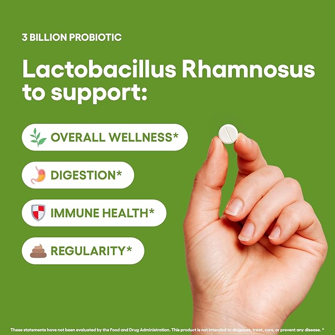 Lactobacillus Rhamnosus Probiotic Supplement 240 Tablets 3 Billion CFU Probiotics for Men & Women Supports Intestinal Digestive & Gut Health Made in The USA (240, Lactobacillus Rhamnosus)