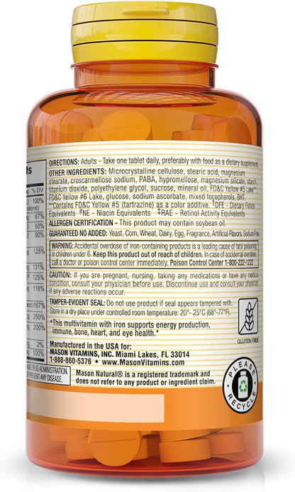 MASON NATURAL Daily Mini Multi Vitamins B1, B2, B2, B3, B3, B6, B6, B12, B12, Folate 100 Day (1 Pack)