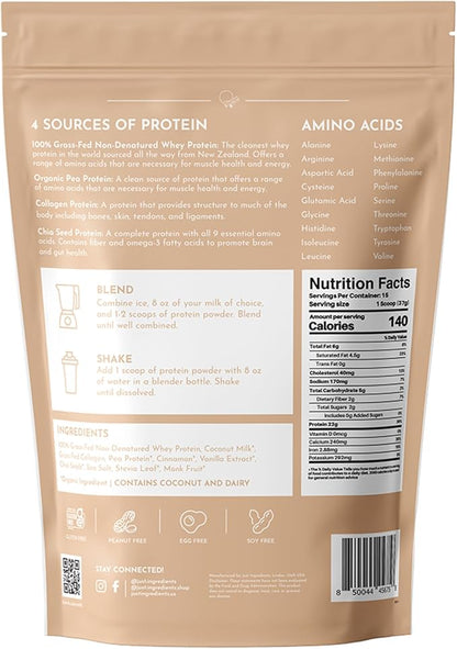 JUST INGREDIENTS Snickerdoodle Protein Powder | 15 Servings | 100% Grass-Fed Whey | Non-GMO, Gluten-Free, No Artificial Flavors