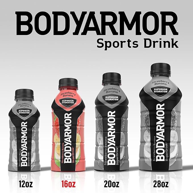 BODYARMOR Sports Drink Sports Beverage, Orange Mango, Coconut Water Hydration, Natural Flavors With Vitamins, Potassium-Packed Electrolytes, Perfect For Athletes, 16 Fl Oz (Pack of 12)