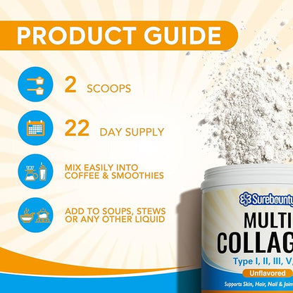 Multi Collagen Powder, Type I II 16oz