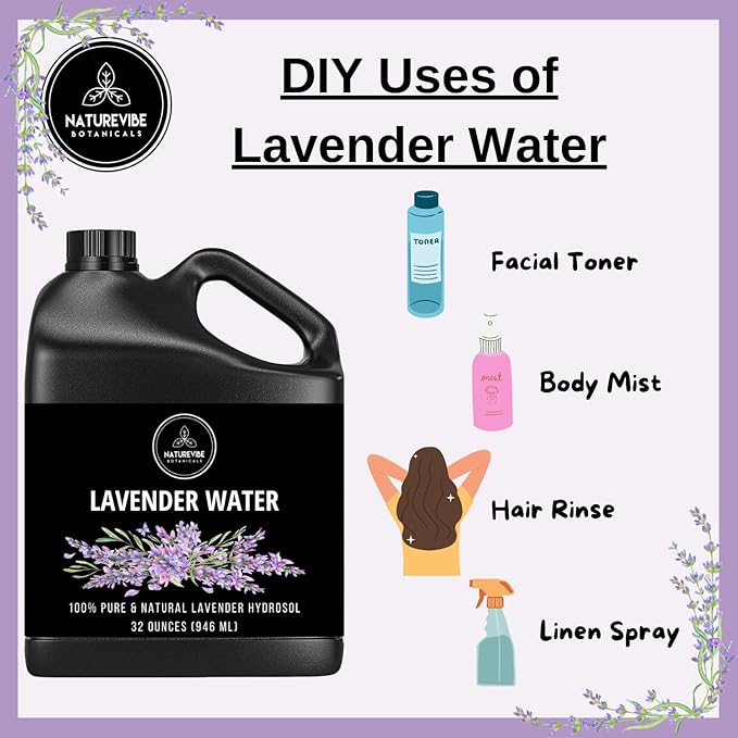Naturevibe Botanicals Lavender Water 32 Ounces 100% Pure